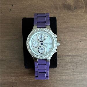 DKNY Purple and Silver Chronograph Watch